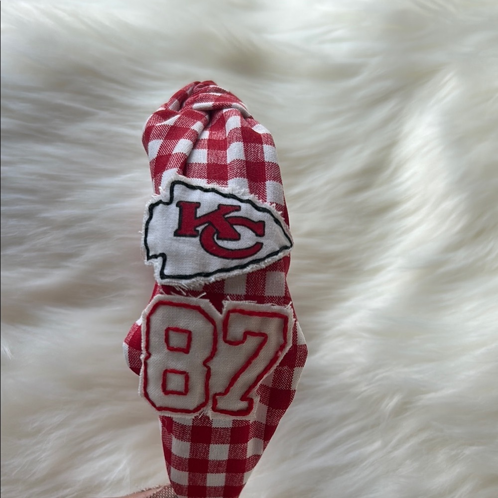 Red & White Gingham Kansas City Chiefs Headband